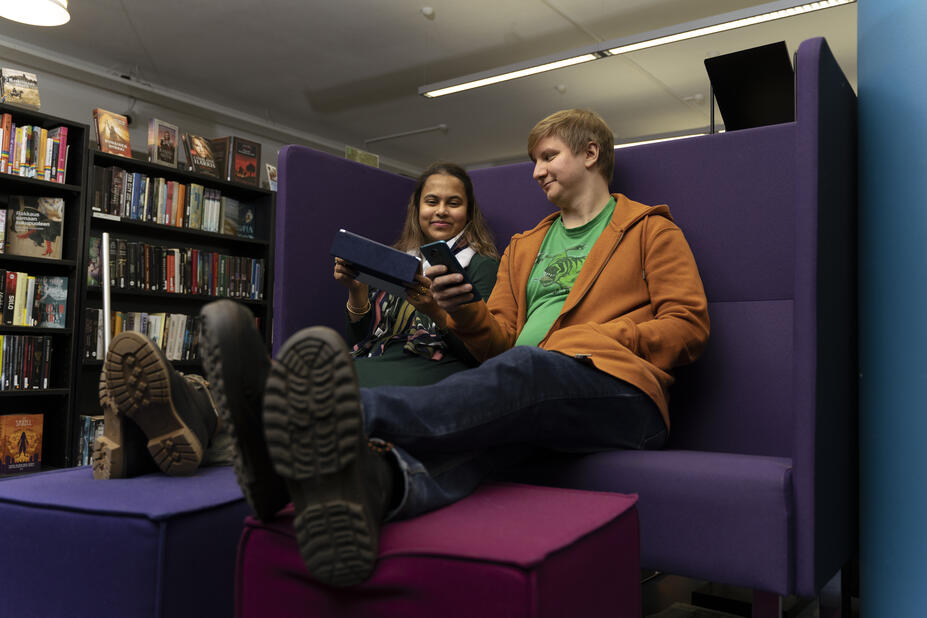 People in a library